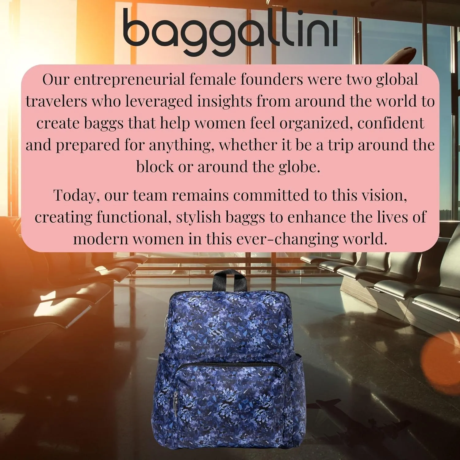 Baggallini Women's Carryall Packable Backpack, Indigo Petal