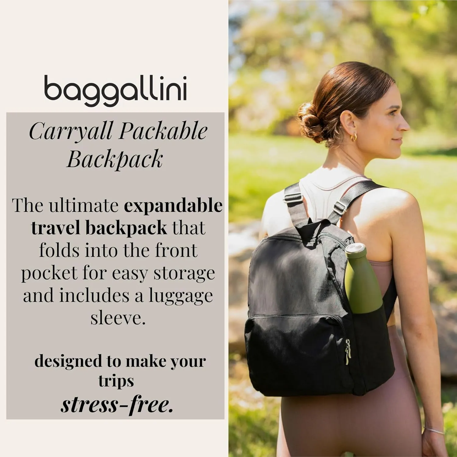 Baggallini Women's Carryall Packable Backpack, Mulberry