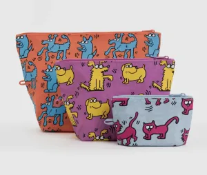 Baggu Go Pouch Set Keith Haring Pets