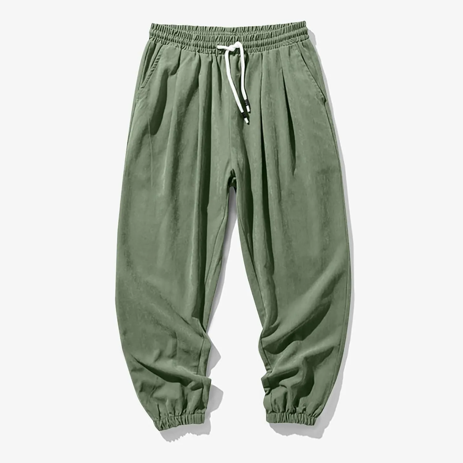 Baggy Sweatpants for Men Casual Fashion Drawstring Elastic Waist Solid Beam Feet Pants Athletic Apered Joggers