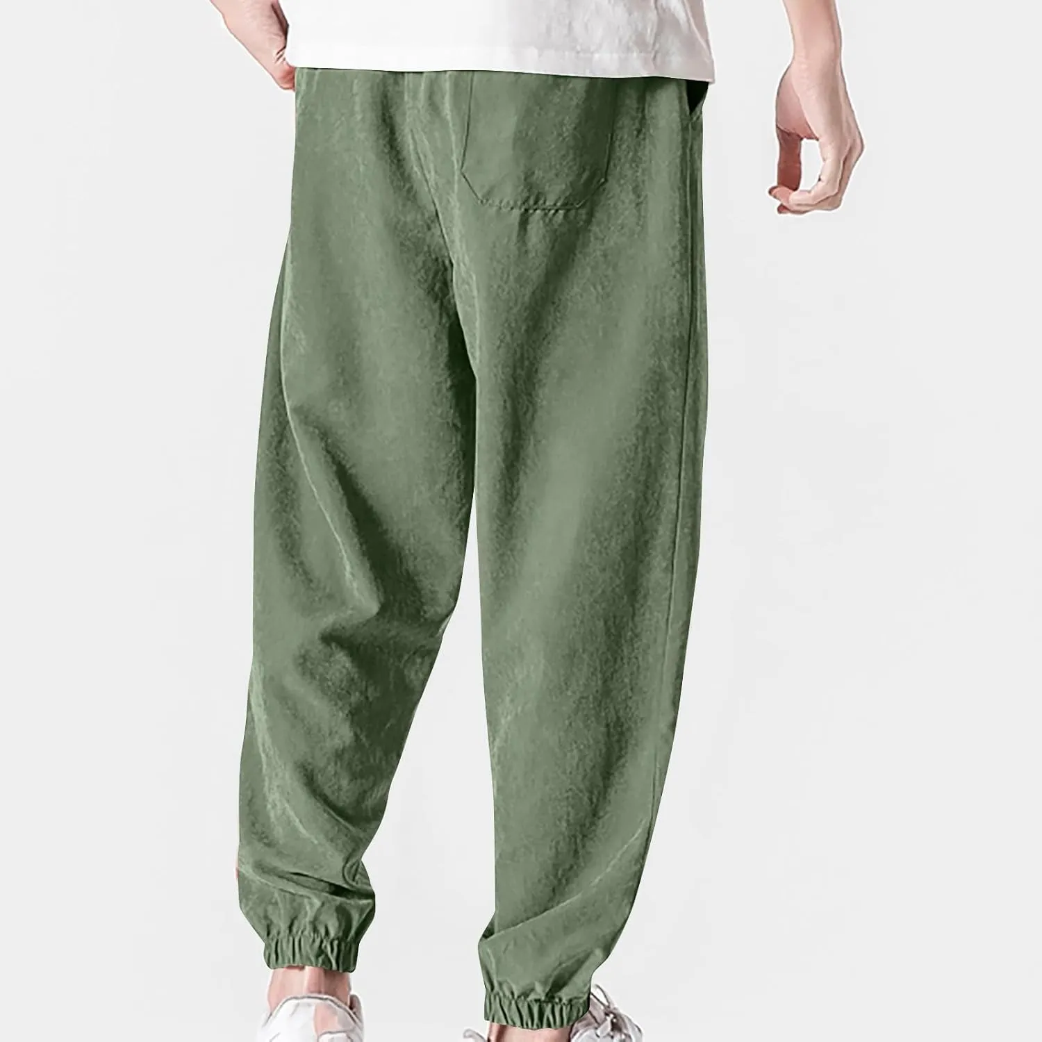 Baggy Sweatpants for Men Casual Fashion Drawstring Elastic Waist Solid Beam Feet Pants Athletic Apered Joggers