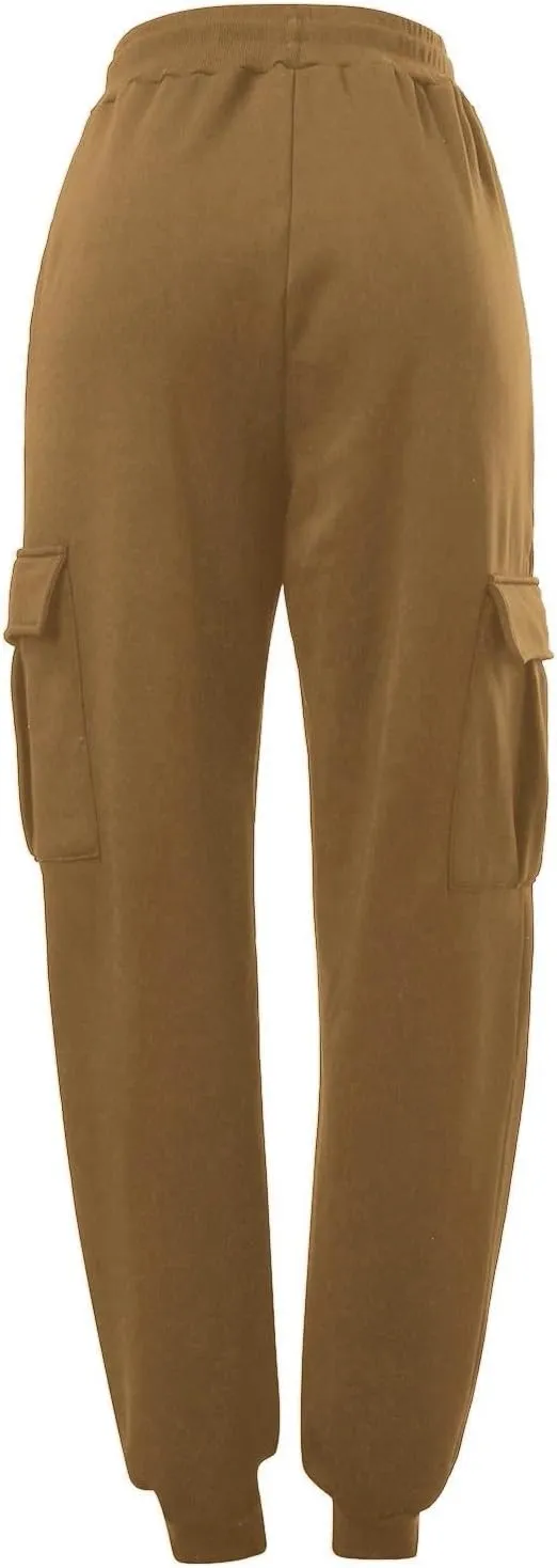 Baggy Sweatpants for Women Ladies Solid Color Drawstring Elastic Elastic High Waisted Drawstring Pants with Pockets