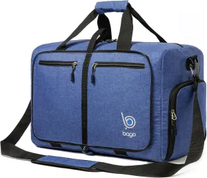 Bago Foldable Duffel Bags for Traveling Women & Men - 40L Sports Packable Duffle Bag for Travel with Shoe Compartment - Water Repellant, Heavy Duty, Lightweight Folding & Collapsible (SnowDepBlue)