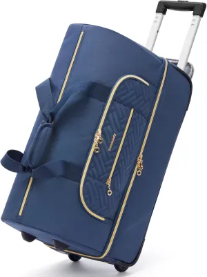 BAGSMART Rolling Duffle Bag with Wheels, 45L Carry-on Luggage Large Travel Bag with Shoes Compartment, Weekender Overnight Bag for Travel, Business Trips(Navy Blue)