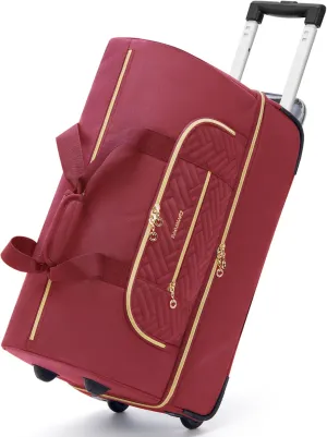 BAGSMART Rolling Duffle Bag with Wheels, 45L Carry-on Luggage, Shoes Compartment, Travel & Business Trips (Red)