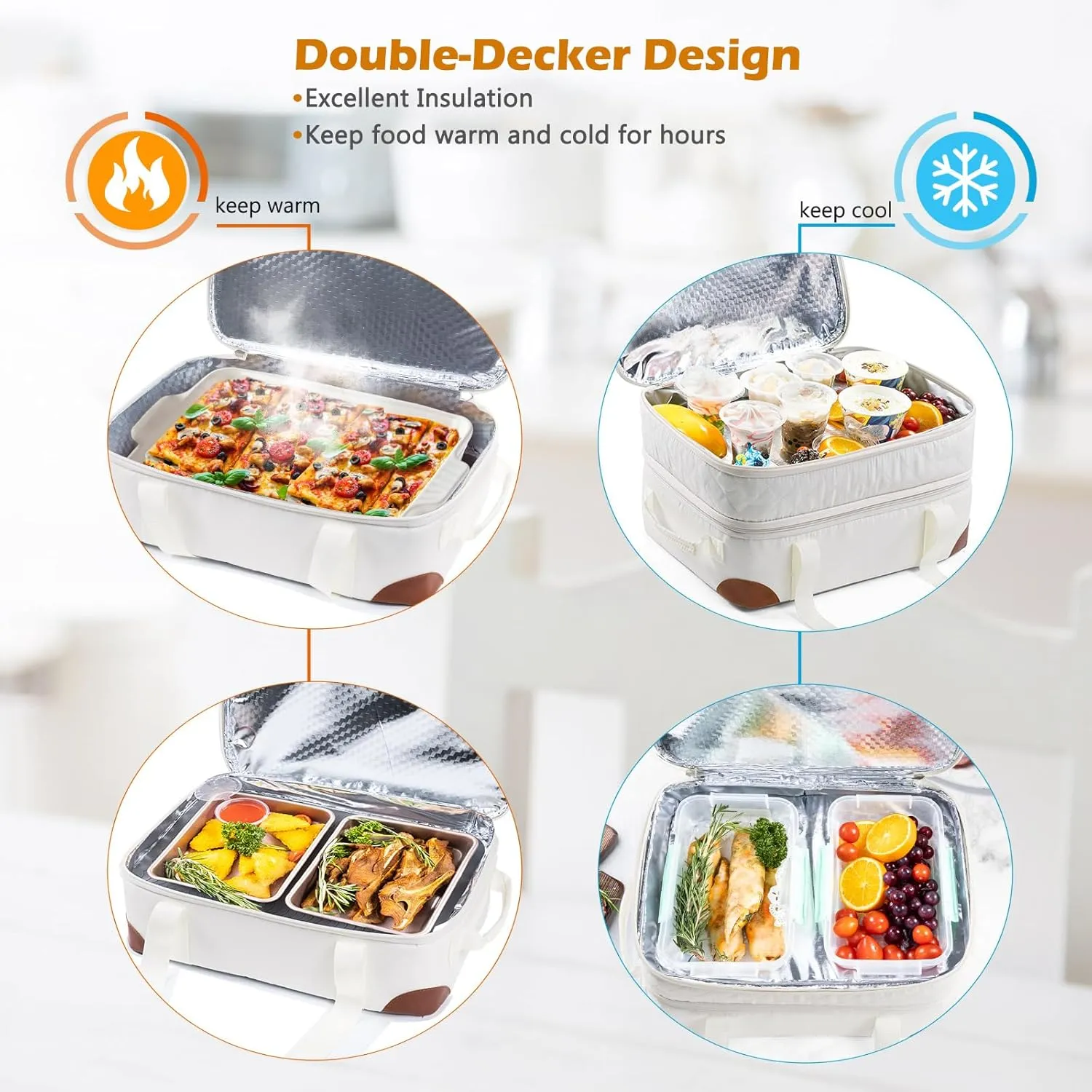 BAGSPRITE Insulated Casserole Carrier for Hot or Cold Food with Heat-resistant Mat, Casserole Dish Carrier Insulated Food Carrier, Hot Food Carrier, Foil Pan Carrier Fits 9" x 13" Baking Dish