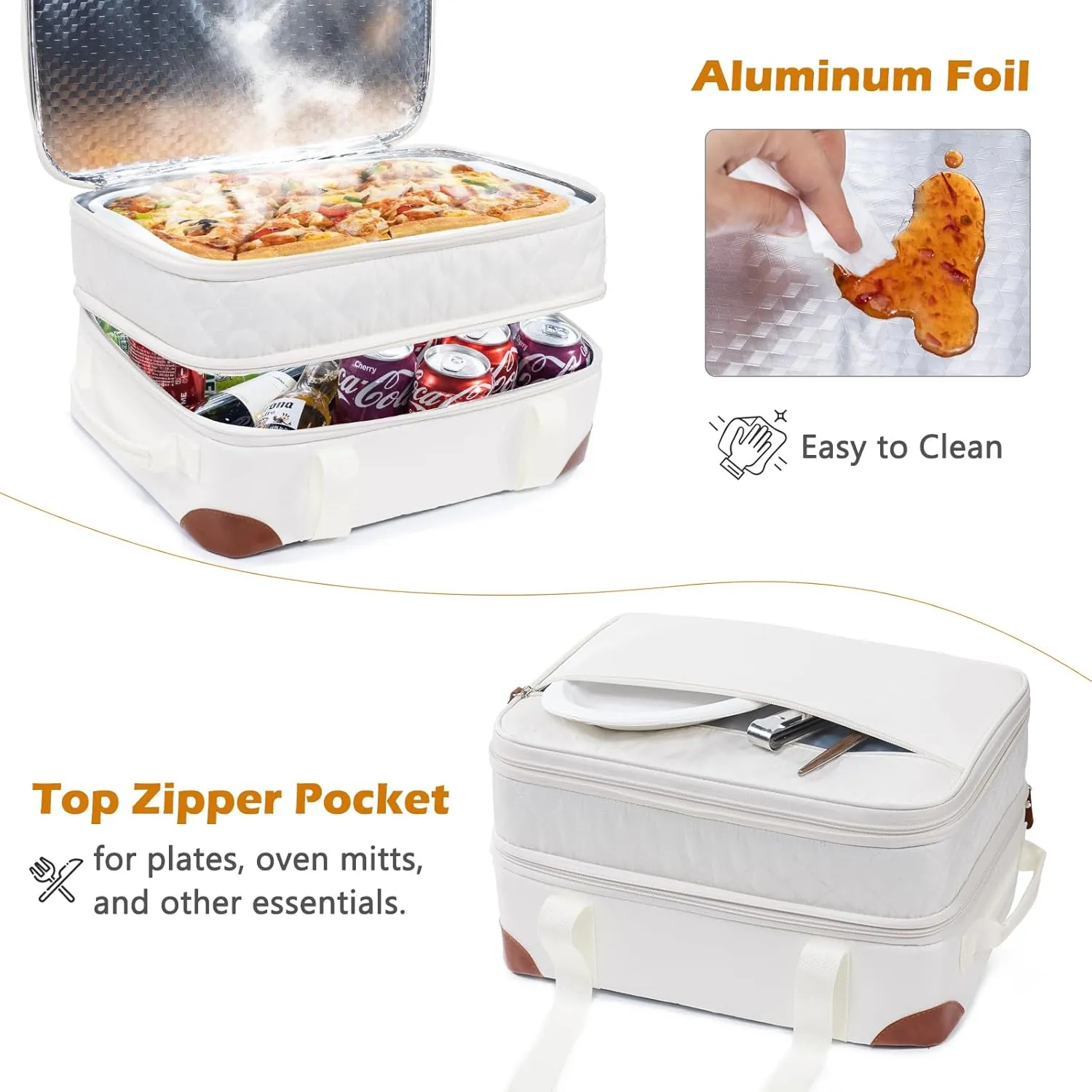 BAGSPRITE Insulated Casserole Carrier for Hot or Cold Food with Heat-resistant Mat, Casserole Dish Carrier Insulated Food Carrier, Hot Food Carrier, Foil Pan Carrier Fits 9" x 13" Baking Dish