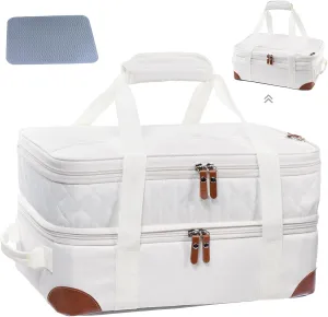 BAGSPRITE Insulated Casserole Carrier for Hot or Cold Food with Heat-resistant Mat, Casserole Dish Carrier Insulated Food Carrier, Hot Food Carrier, Foil Pan Carrier Fits 9" x 13" Baking Dish