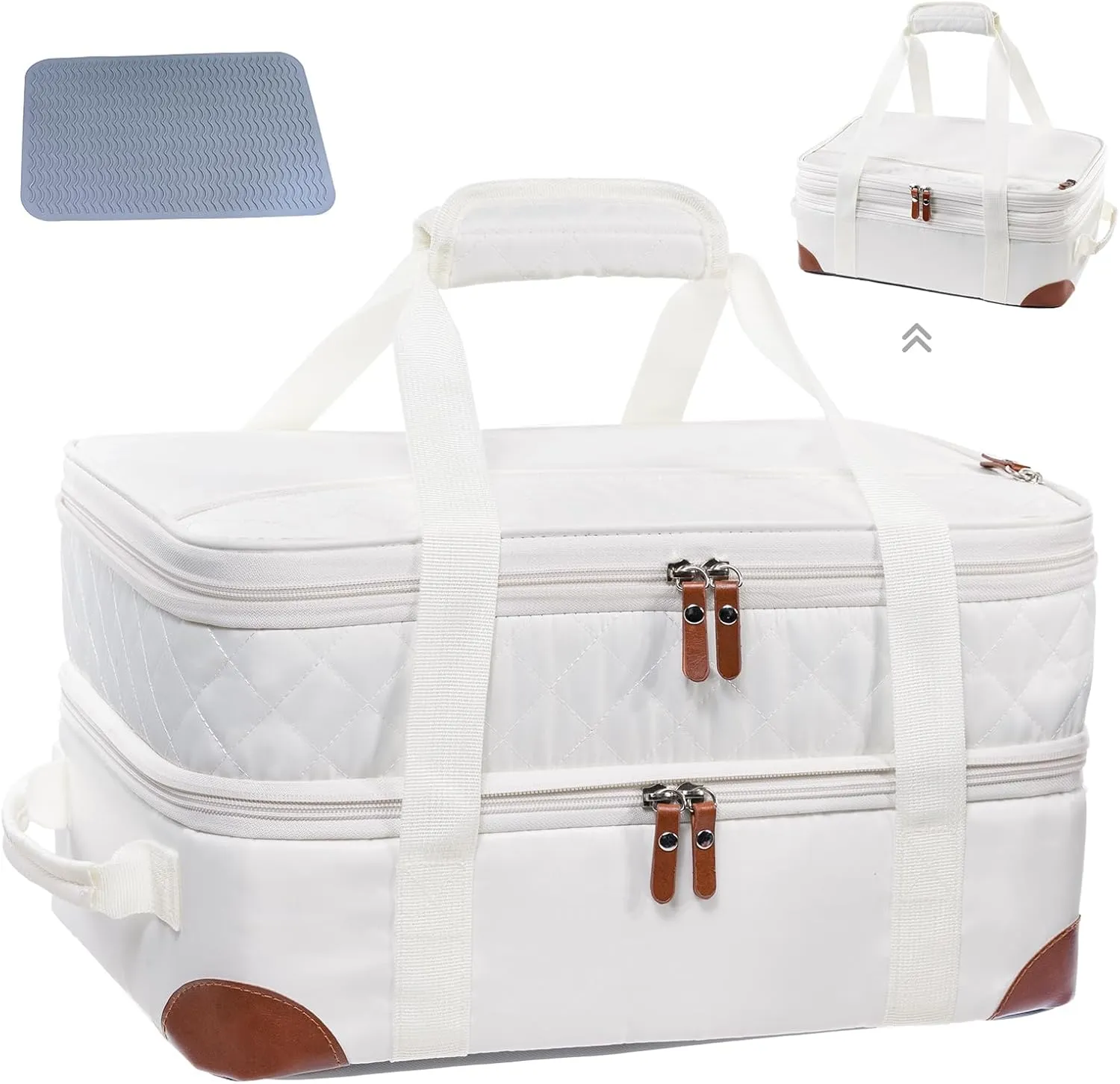 BAGSPRITE Insulated Casserole Carrier for Hot or Cold Food with Heat-resistant Mat, Casserole Dish Carrier Insulated Food Carrier, Hot Food Carrier, Foil Pan Carrier Fits 9" x 13" Baking Dish