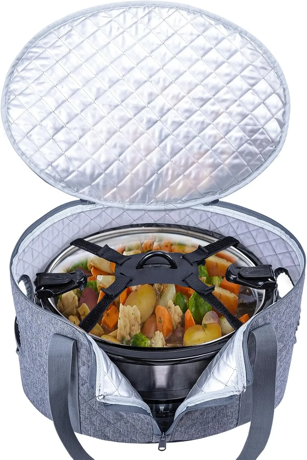 BAGSPRITE Slow Cooker Carrying Case Compatible with 6-8 Quart Crockpot Carrier for Hot Food and Hamlton Beach Slow Cooker Tote with Lid Fastener for Crock-pot Dust Cover Applicances