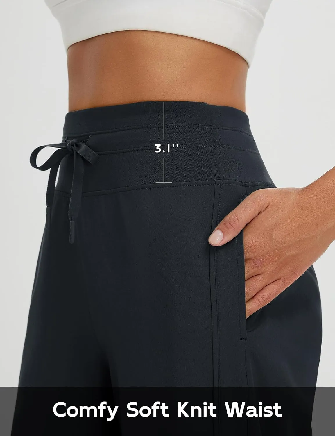 baleaf Women's Capri Pants Wide Leg Athletic Yoga Capris with Pockets Quick Dry Hiking Pants Loose Lounge Summer UPF 50 
