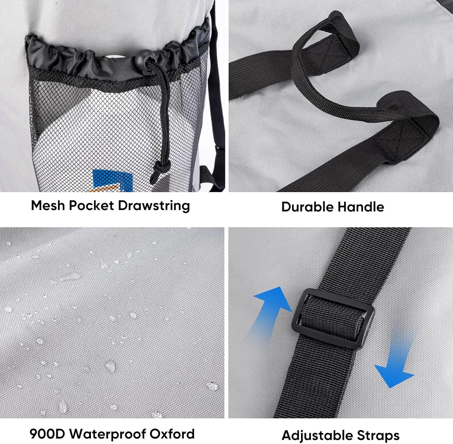BALEINE 120L Laundry Bag Backpack, 900D Oxford Fabric Large Travel Laundry Bags with Shoulder Straps and 2 Mesh Pockets for College Dorm, Apartment, Laundromat (Black)