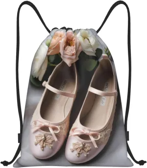 Ballet Shoe Print Men's and Women's Drawstring Backpacks, Sports and FitnessBags, Travel Bags, Can Be Folded in Parallel, Waterproof