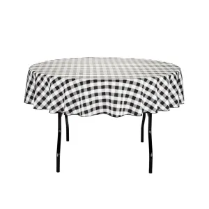 Bargain 70 In. Round Tablecloth Black & White Checkered