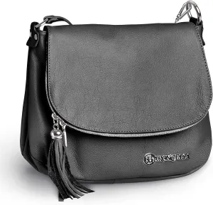 Baroncelli Italian Leather Purse for Women with Long Strap Genuine Leather Made in Italy