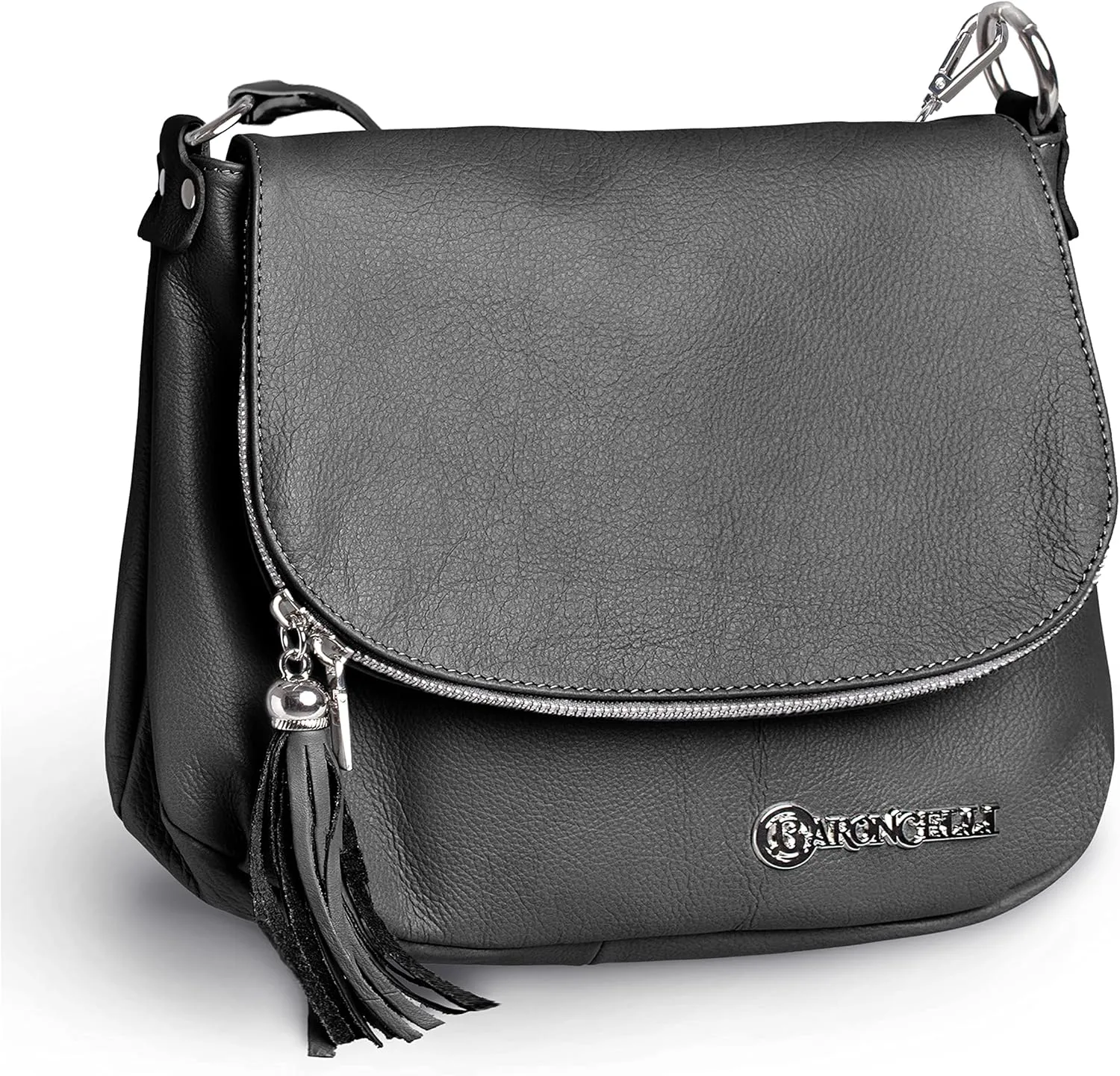 Baroncelli Italian Leather Purse for Women with Long Strap Genuine Leather Made in Italy