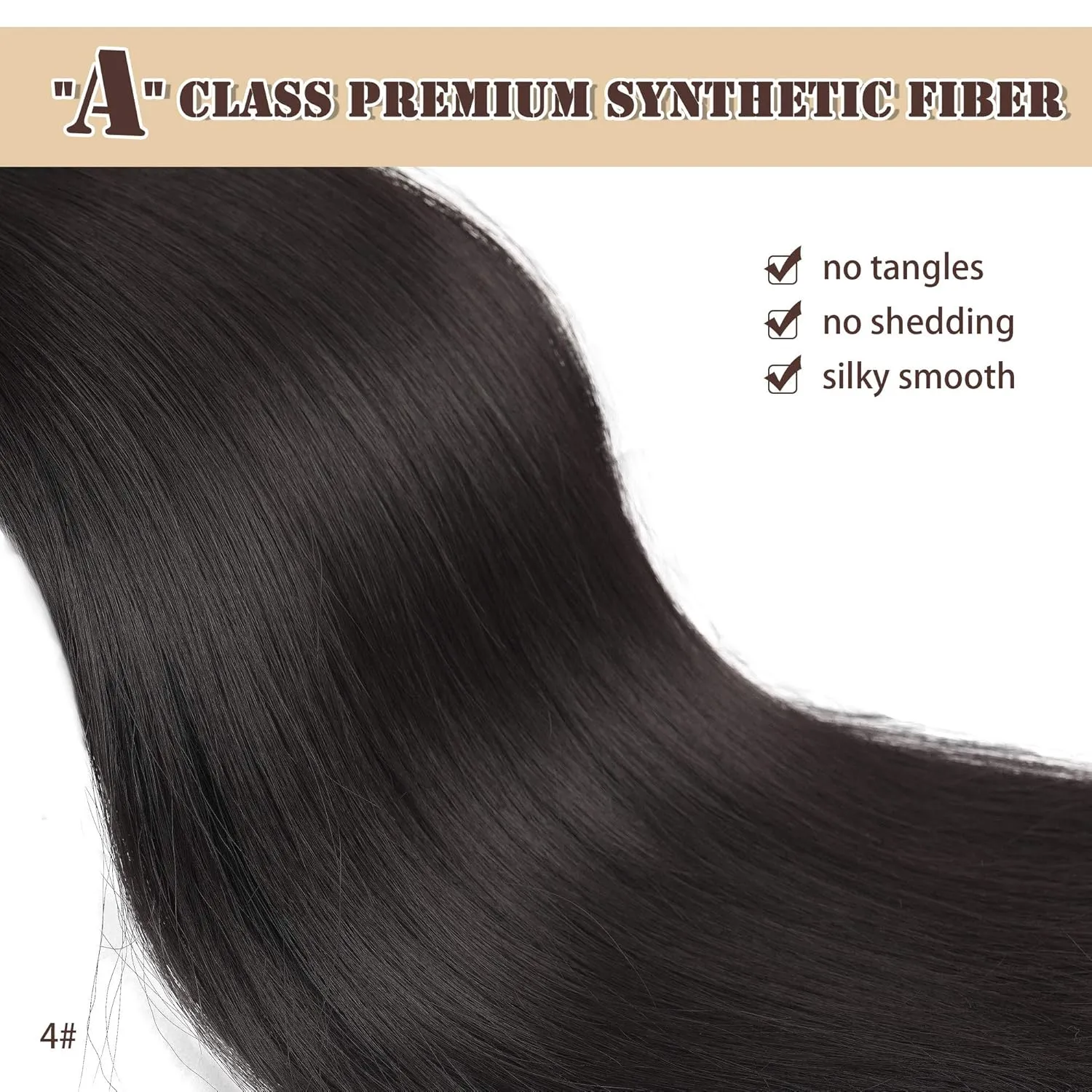BARSDAR Dark Brown Ponytail Extension - 14 Inch Short Straight Drawstring Ponytail Extensions for Women, Synthetic Drawstring Clip in Pony Tails Hairpieces Fake Straight Ponytails - Darkest Brown