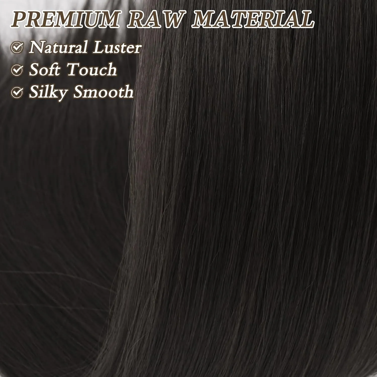 BARSDAR Dark Brown Ponytail Extension - 16 Inch Short Straight Drawstring Ponytail Hair Extensions for Women, Soft Synthetic Clip in Pony Tails Hairpieces Fake Ponytail Daily - Dark Brown