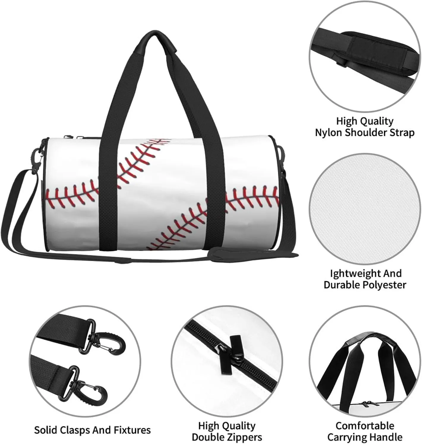 Baseball Funny Foldable Duffle Bag For Women - Workout Bag For Gym Men - Boy Gym Bag - Girls Small Weekender Duffel Bag - Packable Luggage Bag For Travel Sports