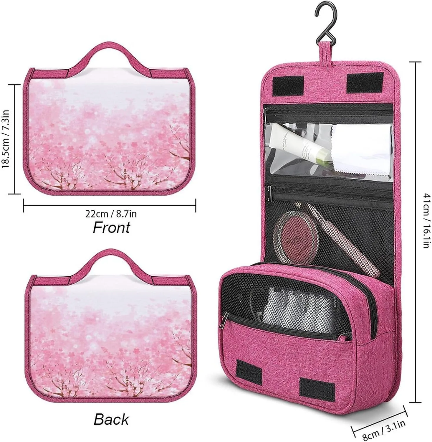 Basketball Court,Travel Toiletry Hanging Bag Waterproof Bags,Picture of Basketball Court Sport,Makeup bag Organizers, Cosmetic Travel-Sized Container,Large Capacity for Women,Red