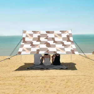 Beach Shade Tent with UPF50  UV Protection,Chess Pieces on A Checkered Lightweight Camping Sun Shelter for Outdoor,Camping Trips, Fishing, Backyard,Picnics,Easy Set Up and Carry 9x10.5 FT