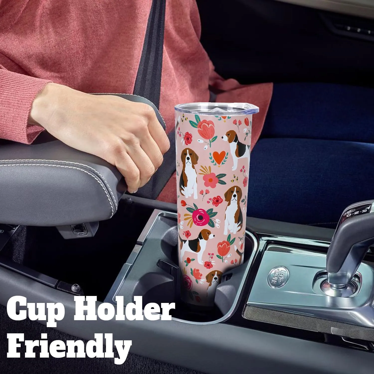 Beagle Gifts for Women Cute Dog Tumbler Coffee Cup for Women Beagle Travel Mug 20 Oz Stainless Steel Insulated Water Bottle With Lid and Straw