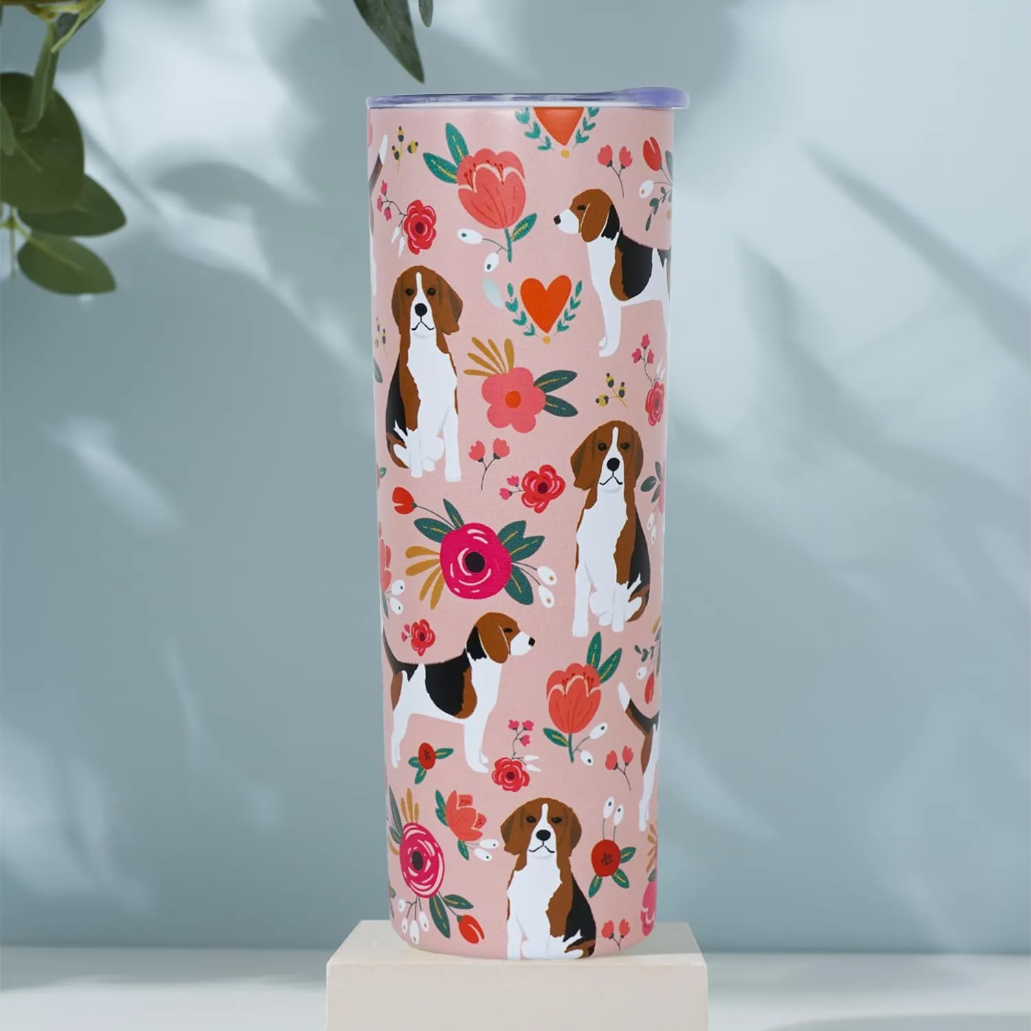 Beagle Gifts for Women Cute Dog Tumbler Coffee Cup for Women Beagle Travel Mug 20 Oz Stainless Steel Insulated Water Bottle With Lid and Straw