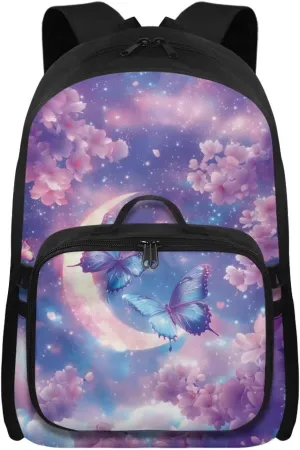 Beautiful Butterfly 6Th Grade Backpack for KIds 17 Inch Backpack for Girls Ideal for Students Go To School Extracurricular Activities