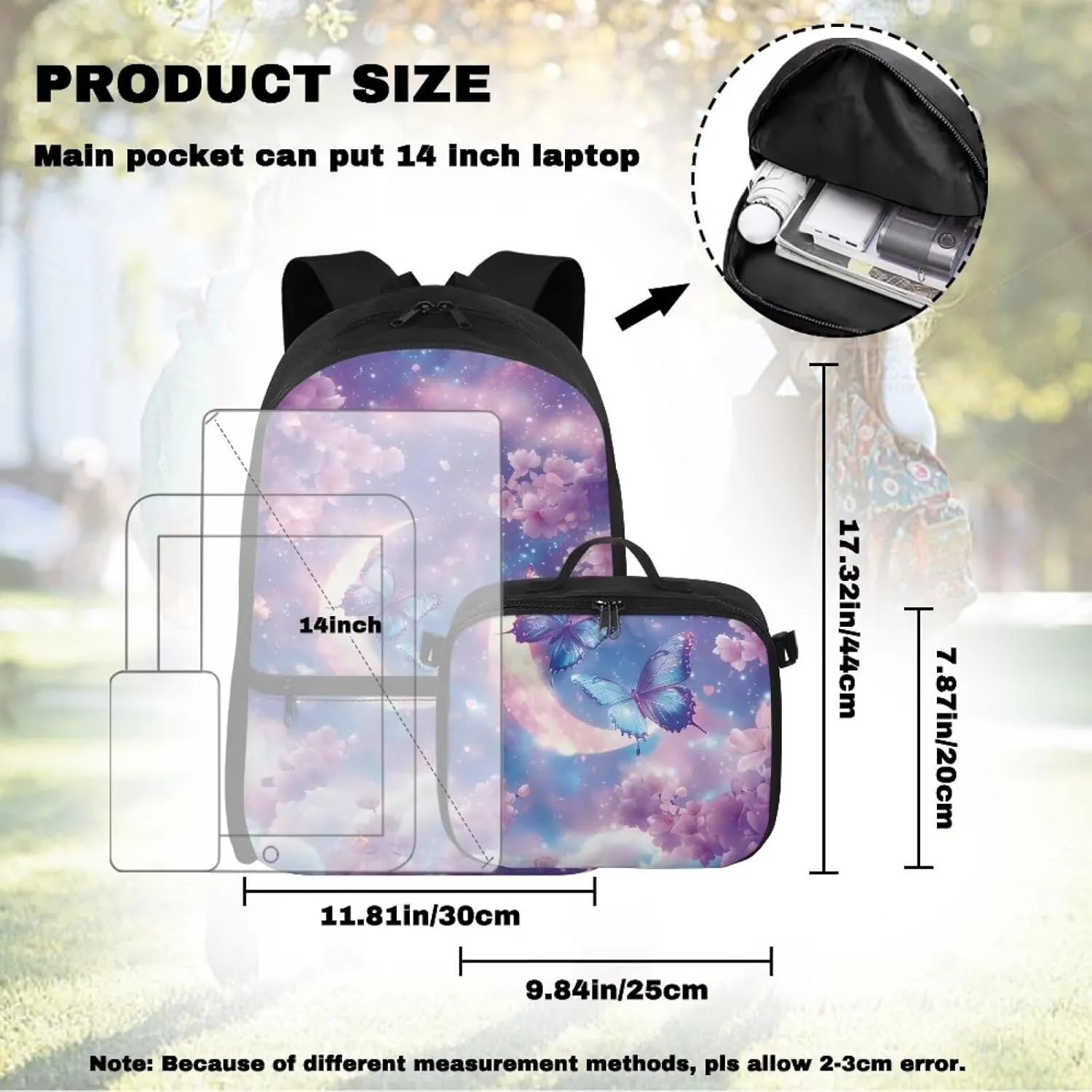 Beautiful Butterfly 6Th Grade Backpack for KIds 17 Inch Backpack for Girls Ideal for Students Go To School Extracurricular Activities