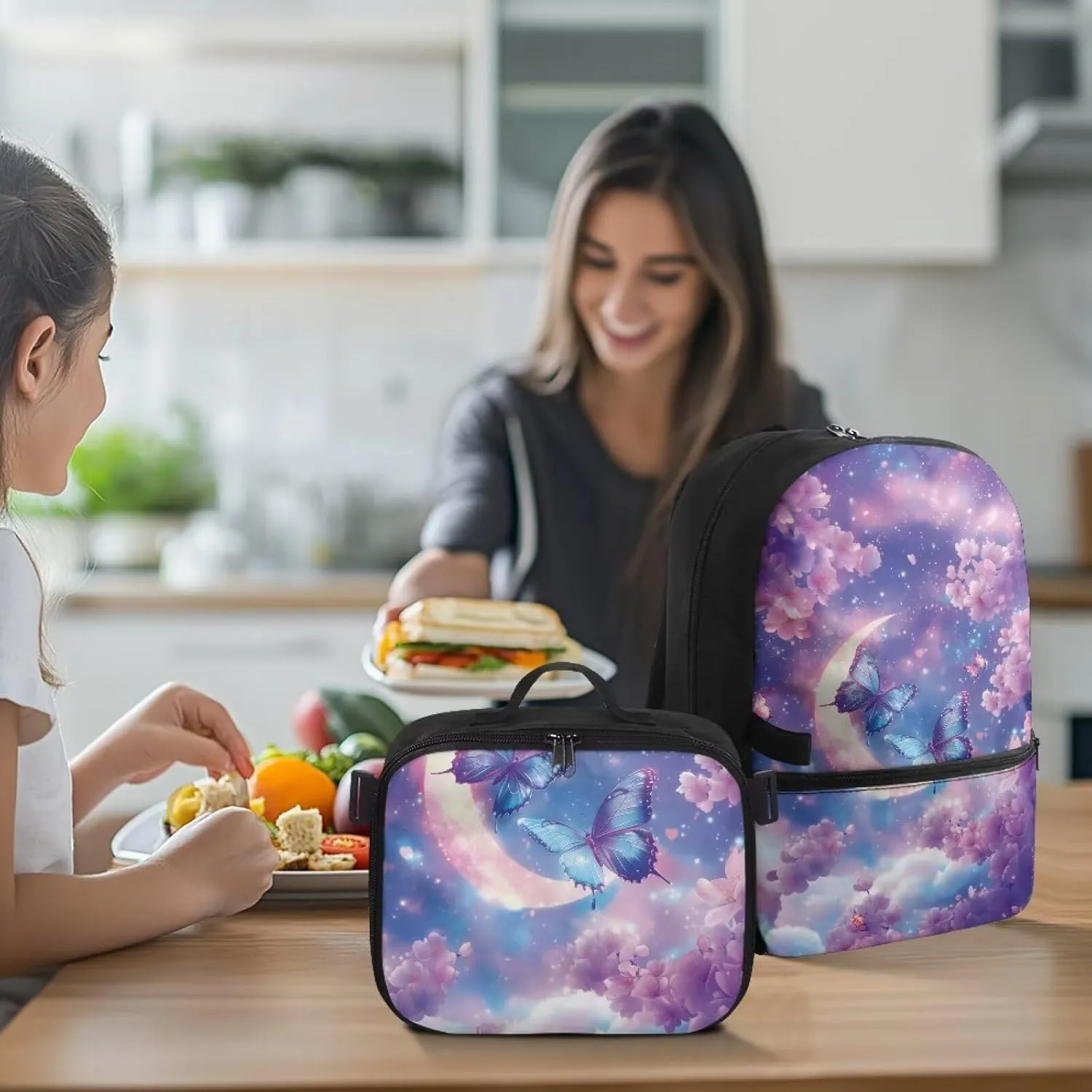 Beautiful Butterfly 6Th Grade Backpack for KIds 17 Inch Backpack for Girls Ideal for Students Go To School Extracurricular Activities