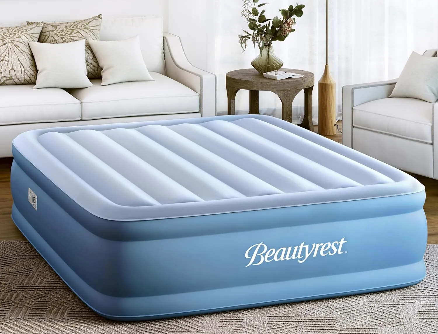 Beautyrest Sensa-Rest Air Bed Mattress with Built-in Pump and Edge Support, Ideal for Guests, Camping and More,18" Queen
