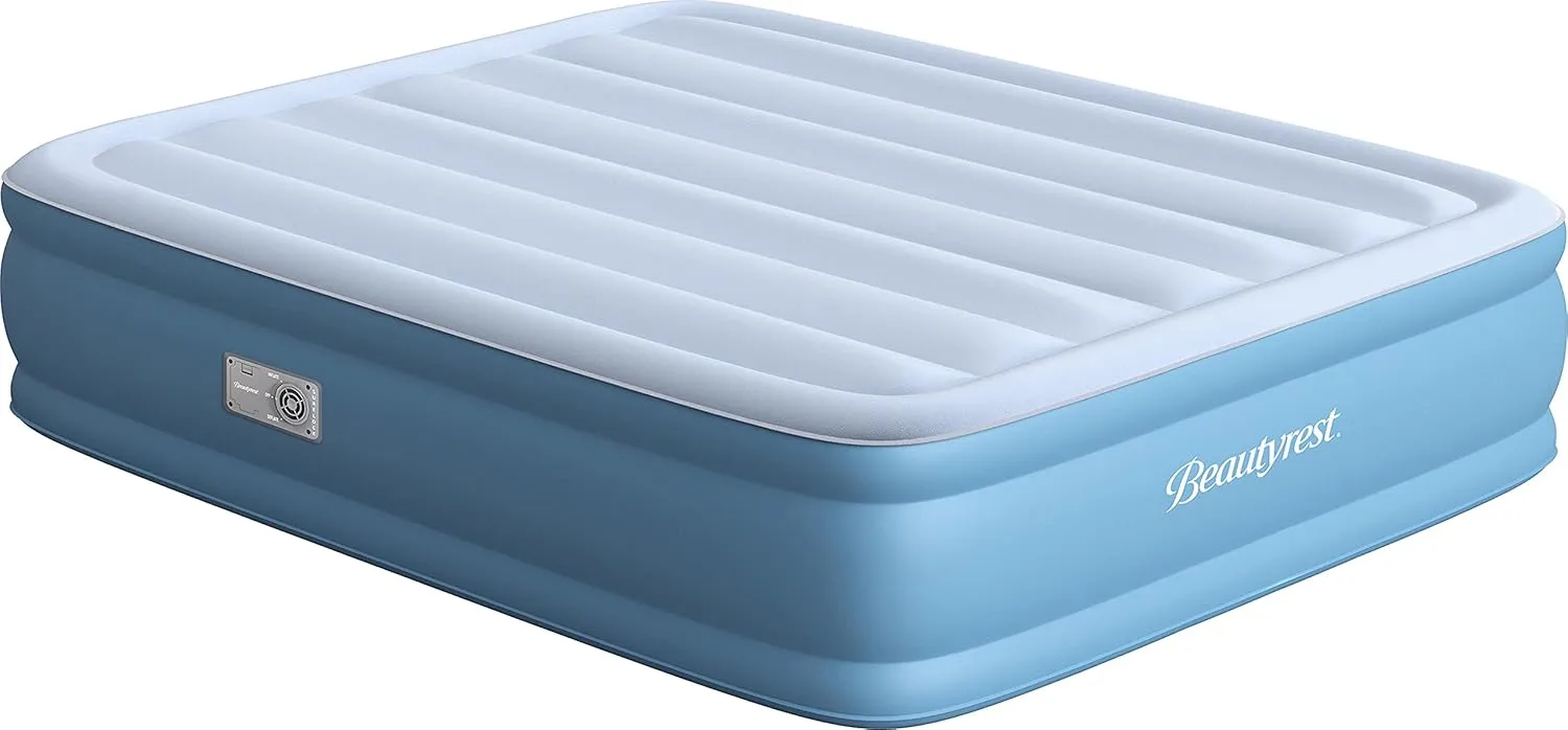 Beautyrest Sensa-Rest Air Bed Mattress with Built-in Pump and Edge Support, Ideal for Guests, Camping and More,18" Queen