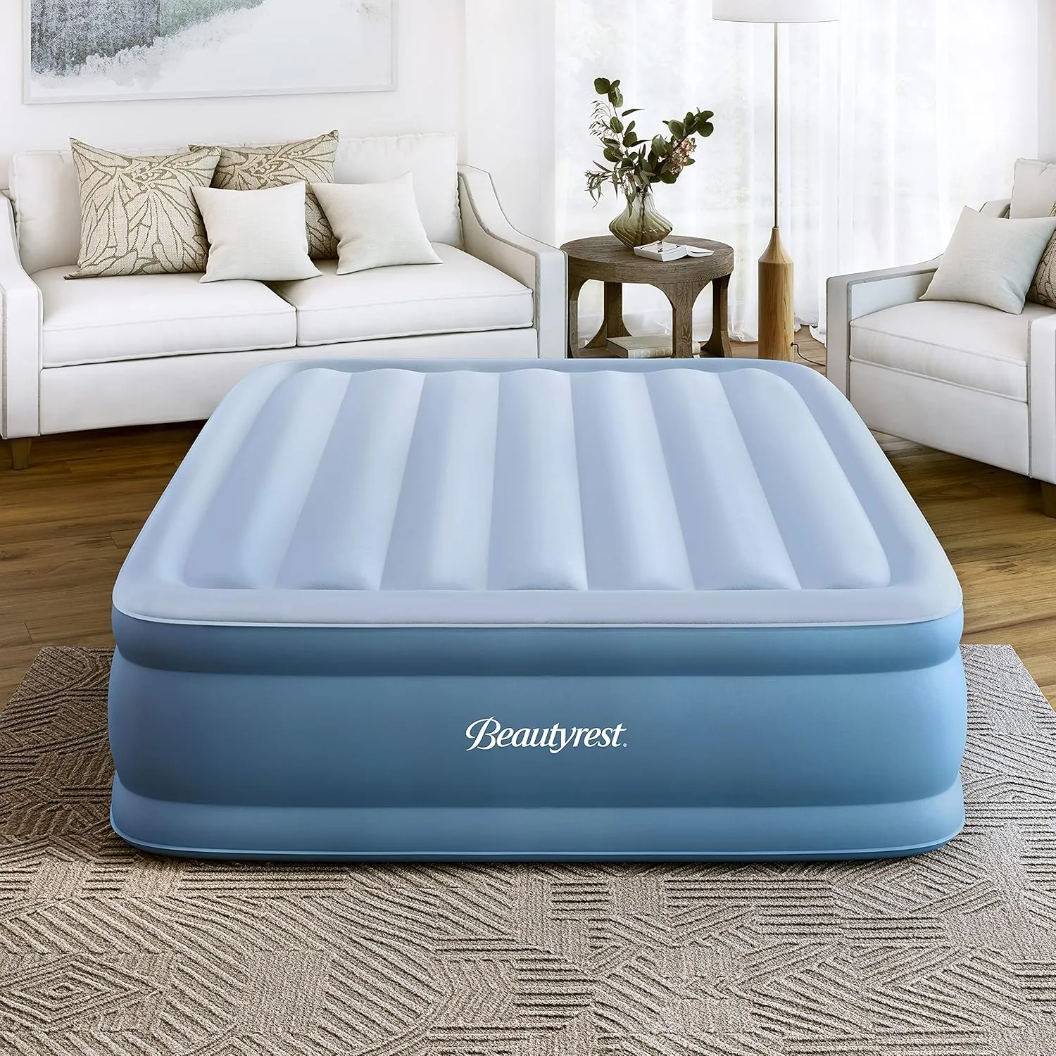 Beautyrest Sensa-Rest Air Bed Mattress with Built-in Pump and Edge Support, Ideal for Guests, Camping and More,18" Queen