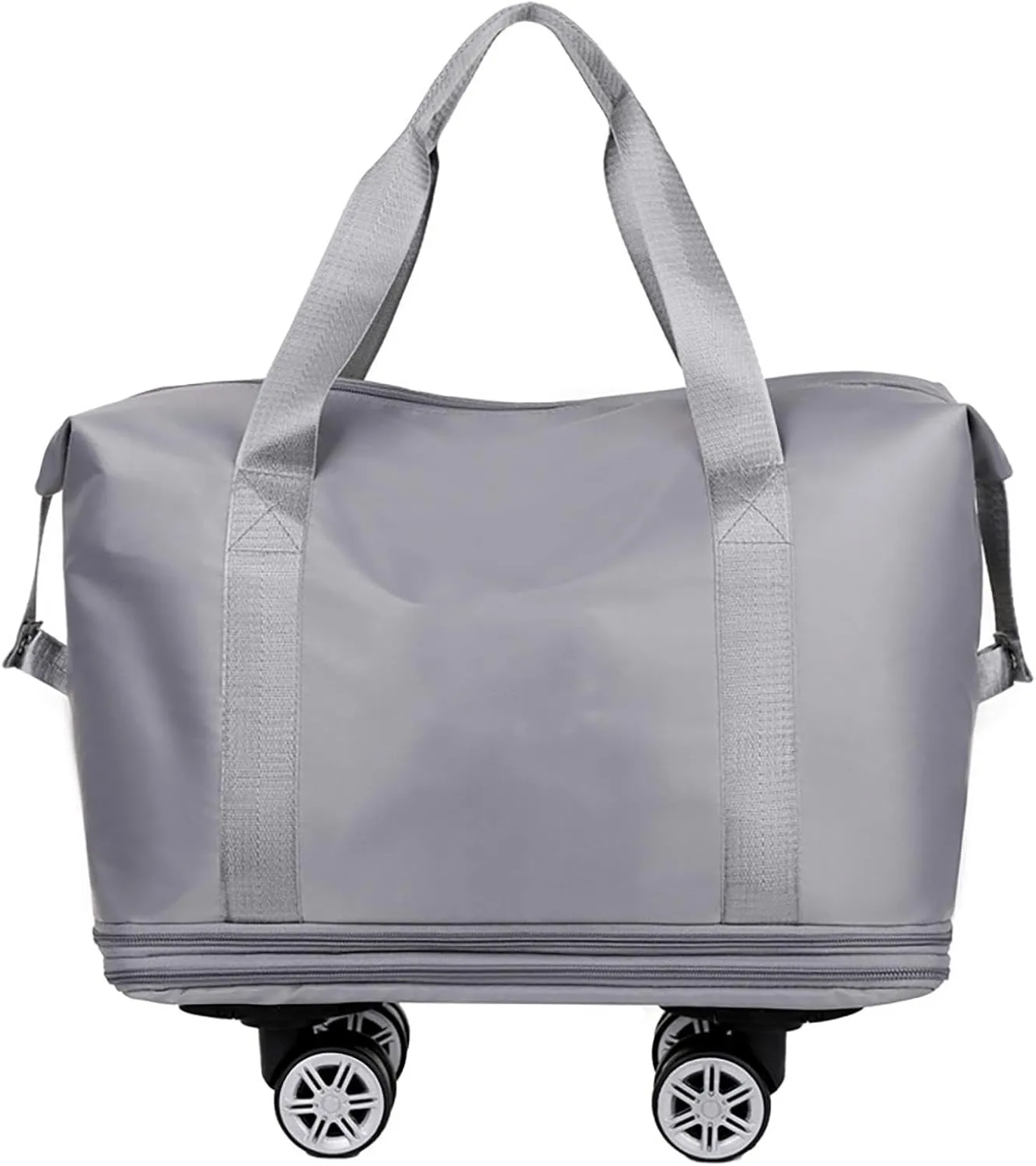 Beente Travel Bag with Wheels,Large Capacity Travel Bag, Rolling Tote Bag withWheels, Universal Wheel Removable (Grey)