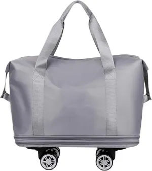 Beente Travel Bag with Wheels,Large Capacity Travel Bag, Rolling Tote Bag withWheels, Universal Wheel Removable (Grey)
