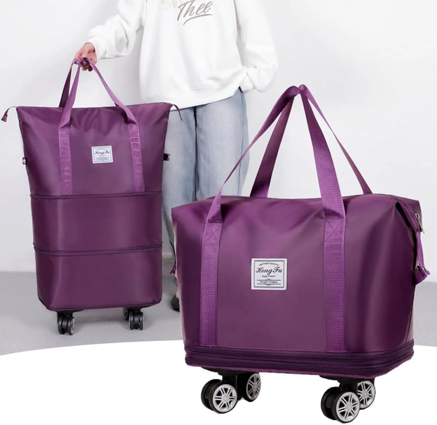 Beente/Pepepo/Kulken Travel Bag with Wheels, Large Capacity Travel Bag with Wheels - Universal Wheel Removable (Non-wheeled, Black)