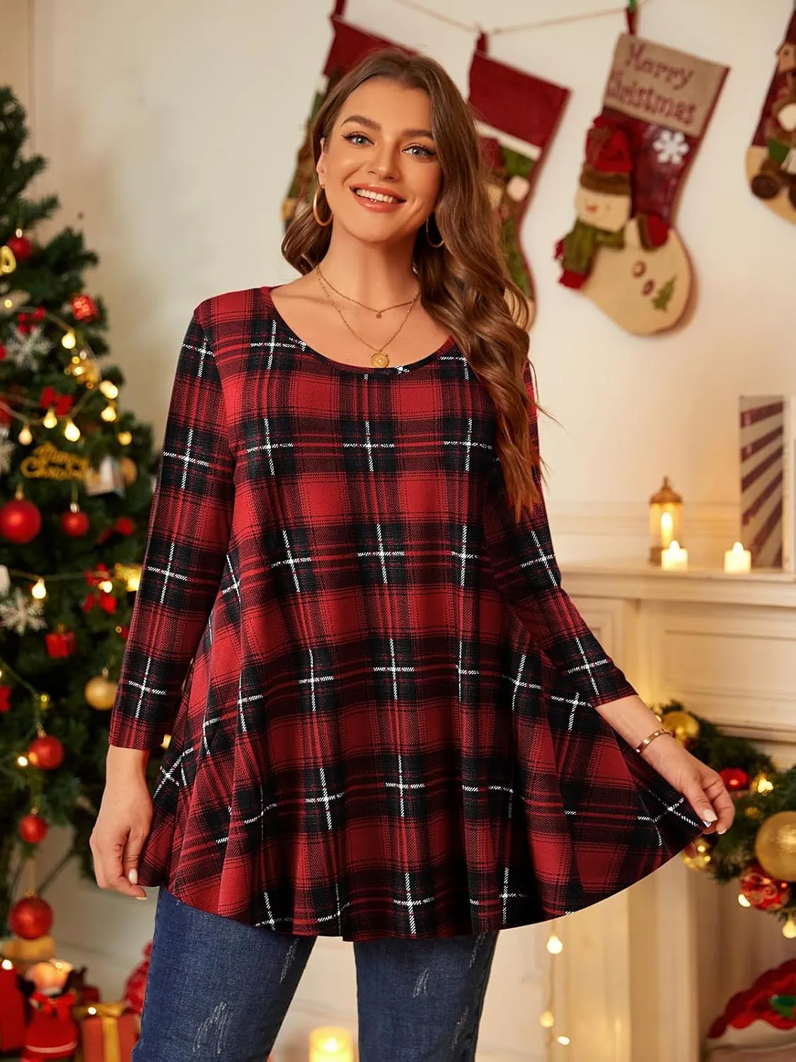 BELAROI Plus Size Tops For Women 3/4 Sleeve Comfy Tunic For Leggings Loose Casual T-Shirt