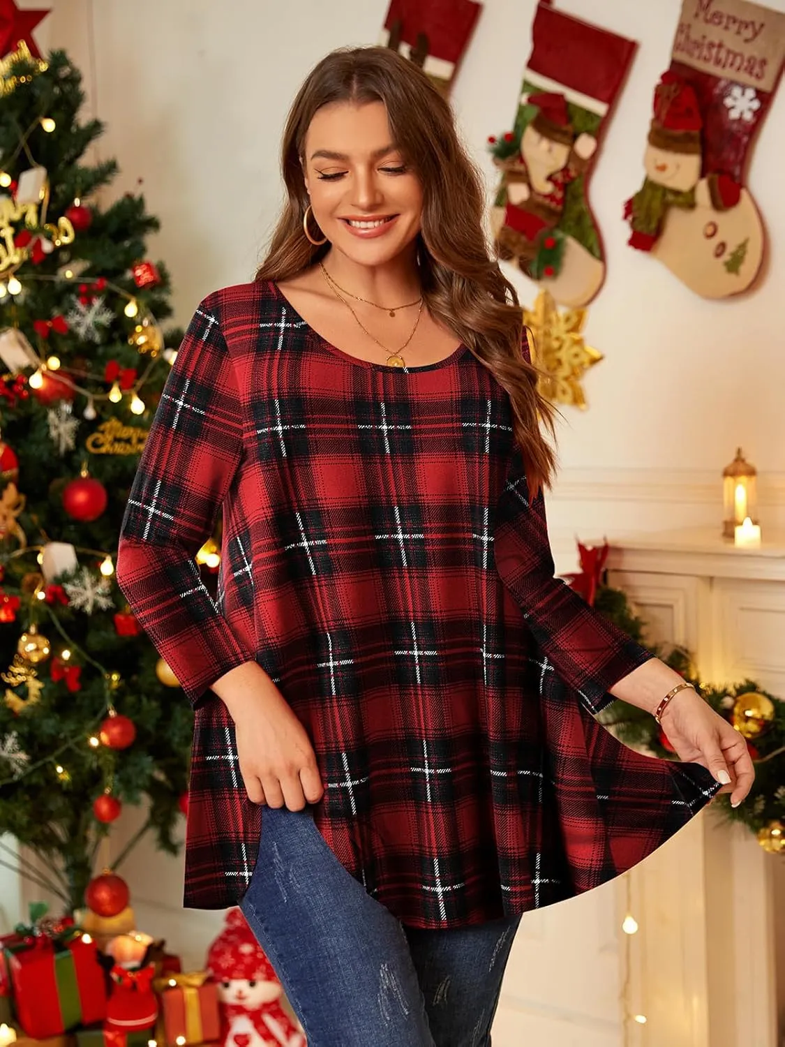 BELAROI Plus Size Tops For Women 3/4 Sleeve Comfy Tunic For Leggings Loose Casual T-Shirt