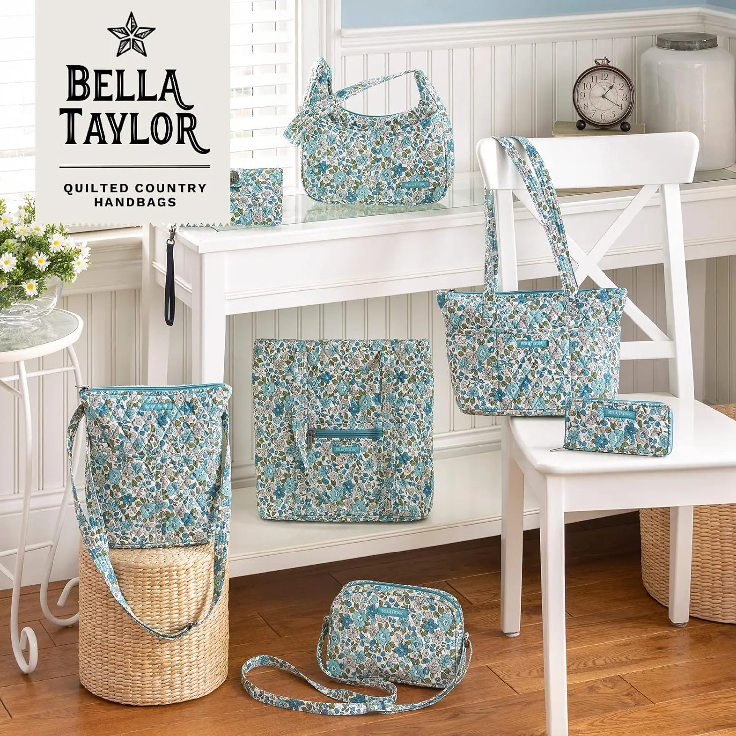 Bella Taylor Blakely - Hobo Shoulder Bag for Women - Lightweight Quilted Fabric Purse with Pockets