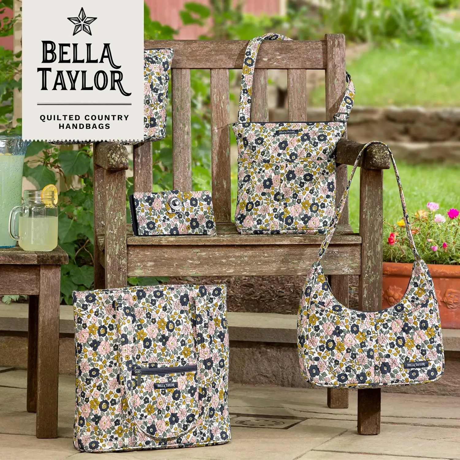 Bella Taylor Blakely - Hobo Shoulder Bag for Women - Lightweight Quilted Fabric Purse with Pockets