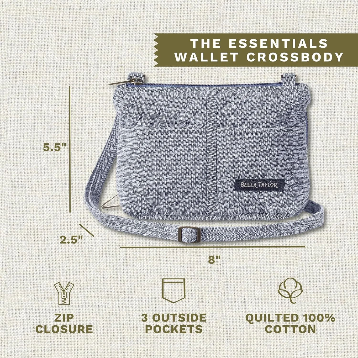 Bella Taylor Essentials Crossbody Purse with Built In Wallet