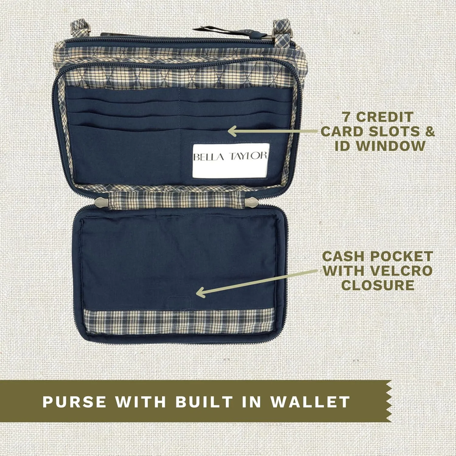 Bella Taylor Essentials Crossbody Purse with Built In Wallet