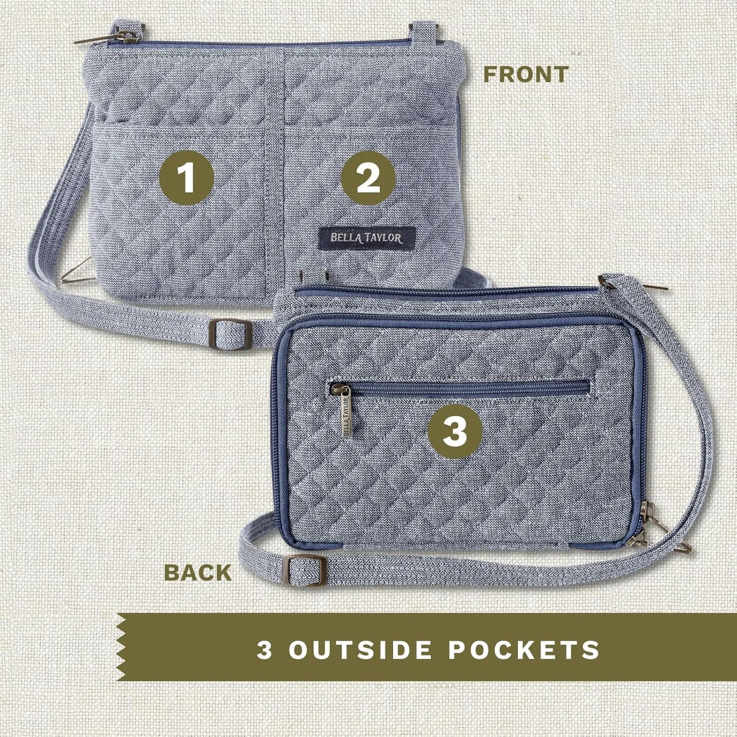 Bella Taylor Essentials Crossbody Purse with Built In Wallet
