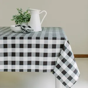 Benson Mills Buffalo Check Plaid Heavyweight Spillproof Fabric Table Cloth for Everyday Dining, Thanksgiving, Halloween, Picnic and Party Checkered Tablecloth (60" X 120" Rectangular, Black/Ivory)