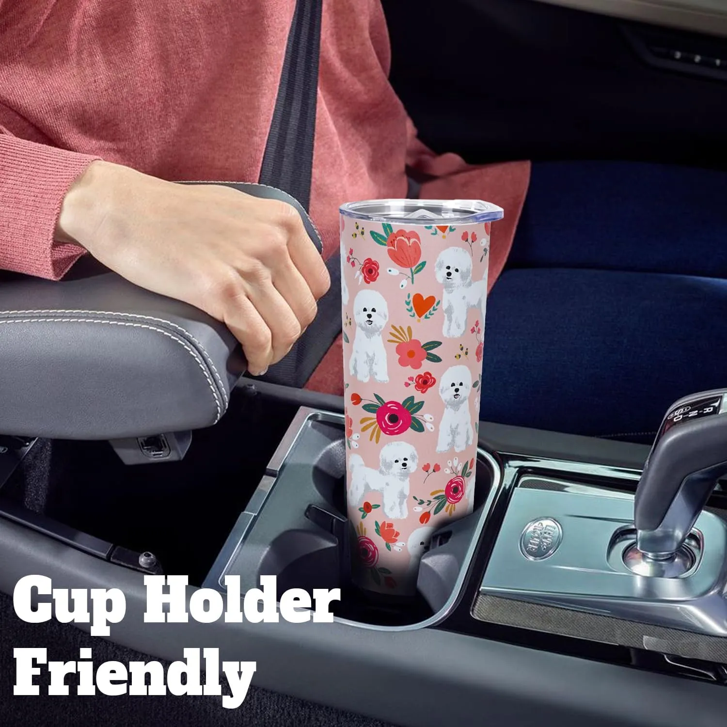 Bichon Frise Gifts for Women Cute Dog Tumbler Coffee Cup for Women Bichon Frise Travel Mug 20 Oz Stainless Steel Insulated Water Bottle With Lid and Straw