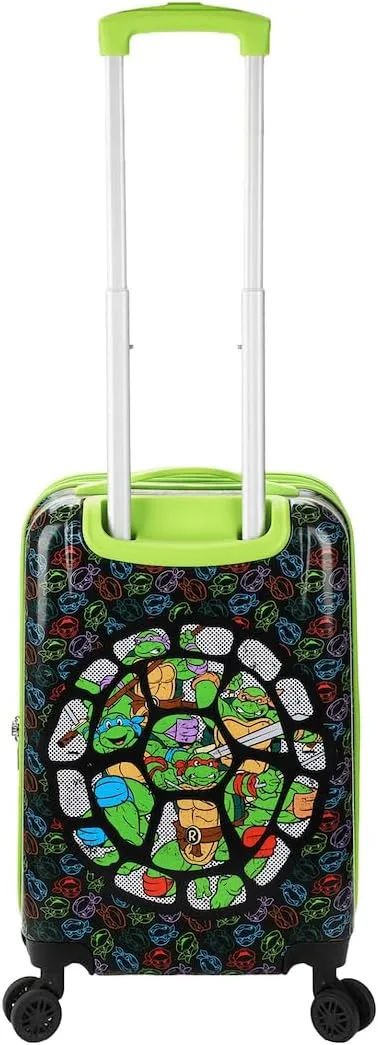 Bioworld Teenage Mutant Ninja Turtles All-Over Character Print Behind Turtle Shell Design Black 20" Carry-On Luggage