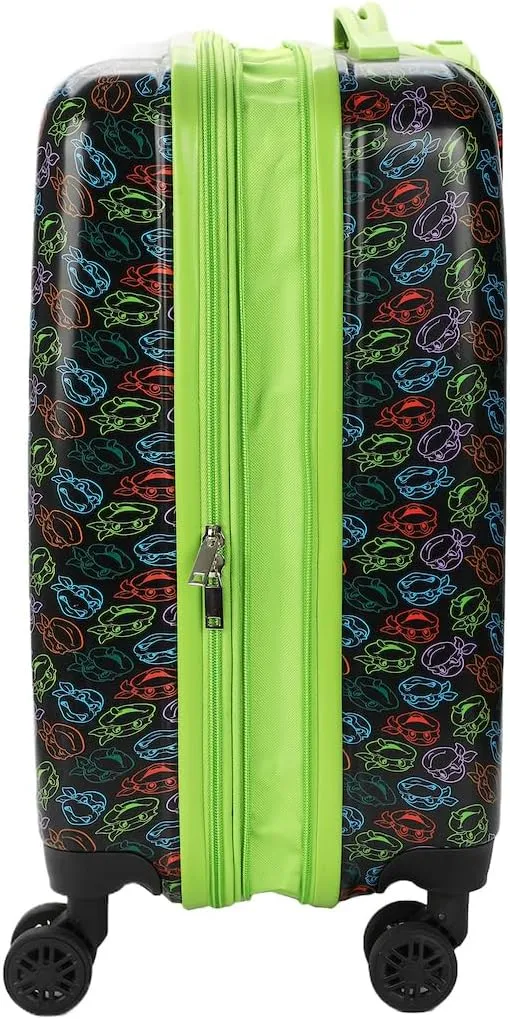 Bioworld Teenage Mutant Ninja Turtles All-Over Character Print Behind Turtle Shell Design Black 20" Carry-On Luggage
