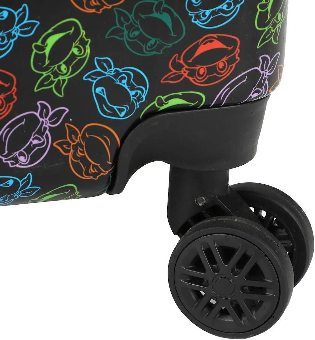 Bioworld Teenage Mutant Ninja Turtles All-Over Character Print Behind Turtle Shell Design Black 20" Carry-On Luggage
