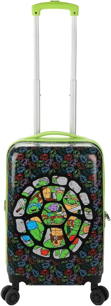 Bioworld Teenage Mutant Ninja Turtles All-Over Character Print Behind Turtle Shell Design Black 20" Carry-On Luggage