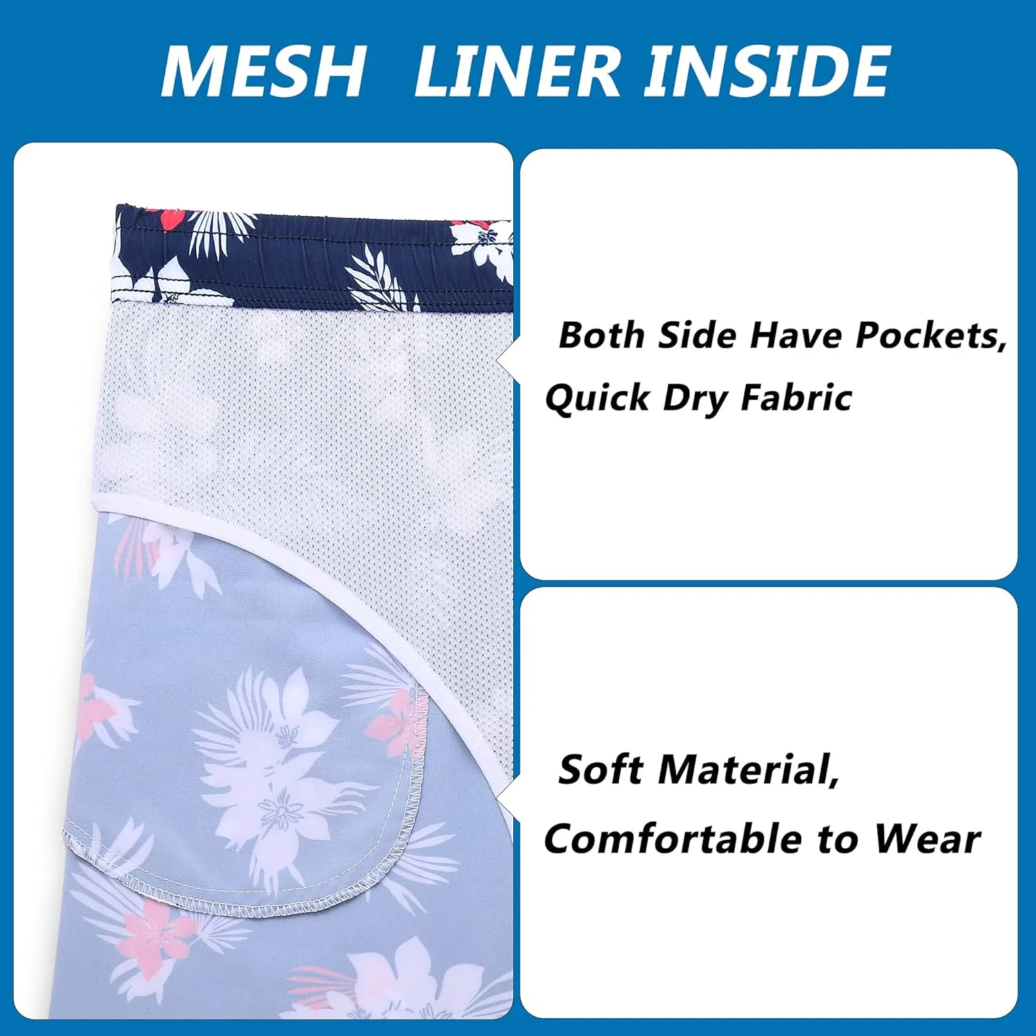 Biwisy Mens Swim Trunks Quick Dry Swim Shorts with Mesh Lining Funny Beach Shorts